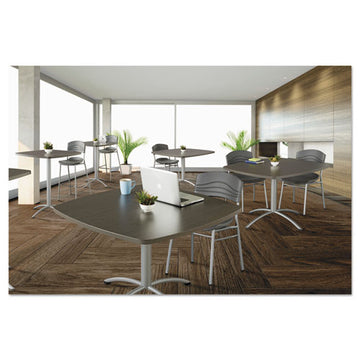Iceberg Iland Table, Cafe-height, Square Top, Contoured Edges, 36 X 36 X 29, Gray Walnut-silver freeshipping - TVN Wholesale